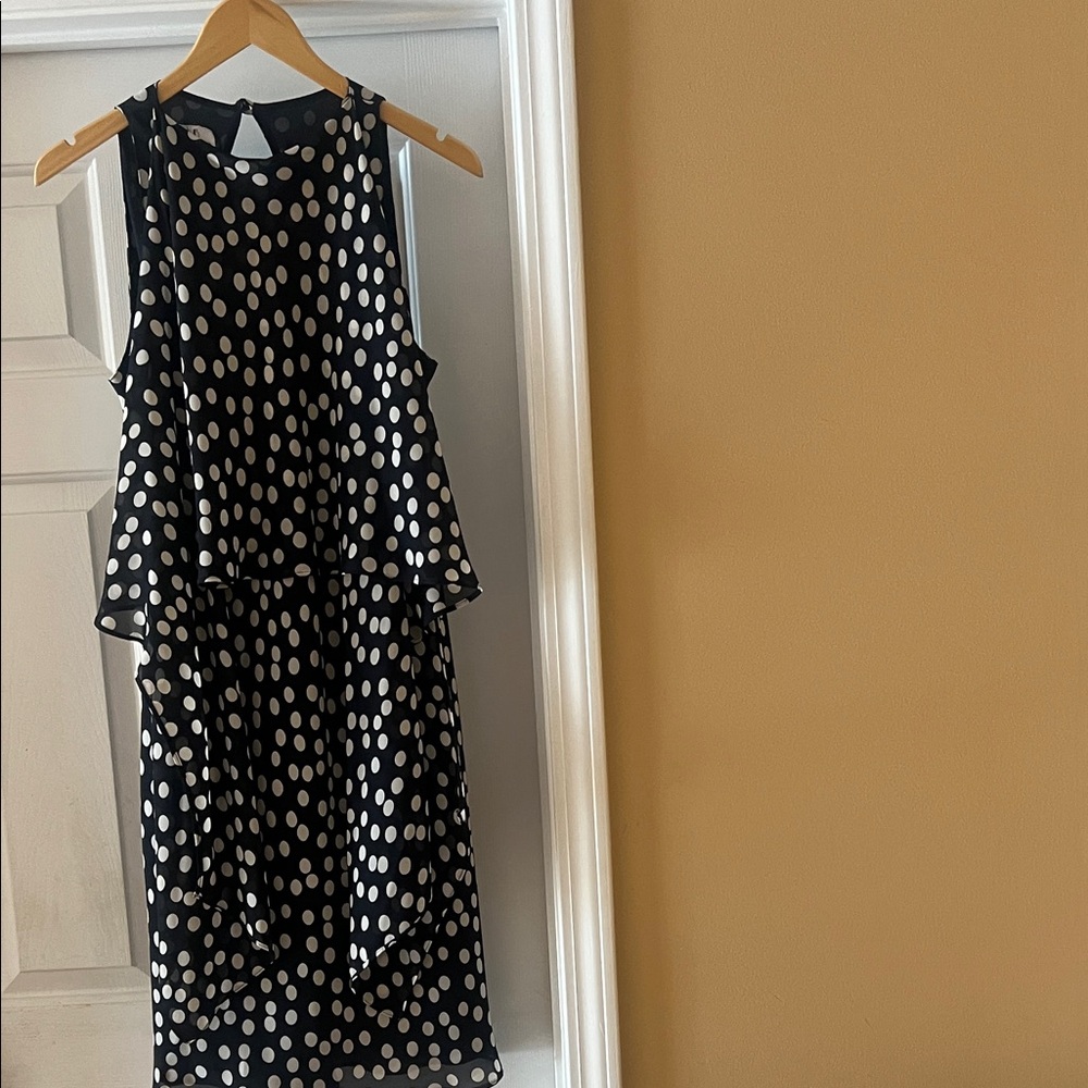 Polka Dot Sleeveless Dress - Black and White